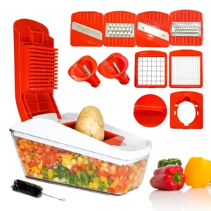 AEX Vegetable Chopper Onion Chopper, Multifunctional Durable Food Chopper Manual | 4 in 1/ 8 in1 Vegetable Slicer Onion Cutter with Container Salad Slicer Veg Chopper Onion Slicer Dicer Chopper Cutter Veg Slicer vegetable slicer portable chopper